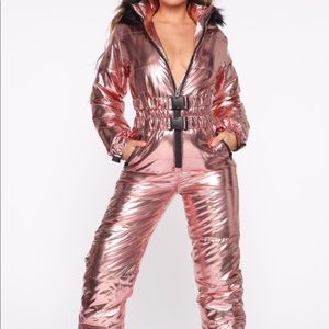 Boujee Snow Jumpsuit - Rose Gold